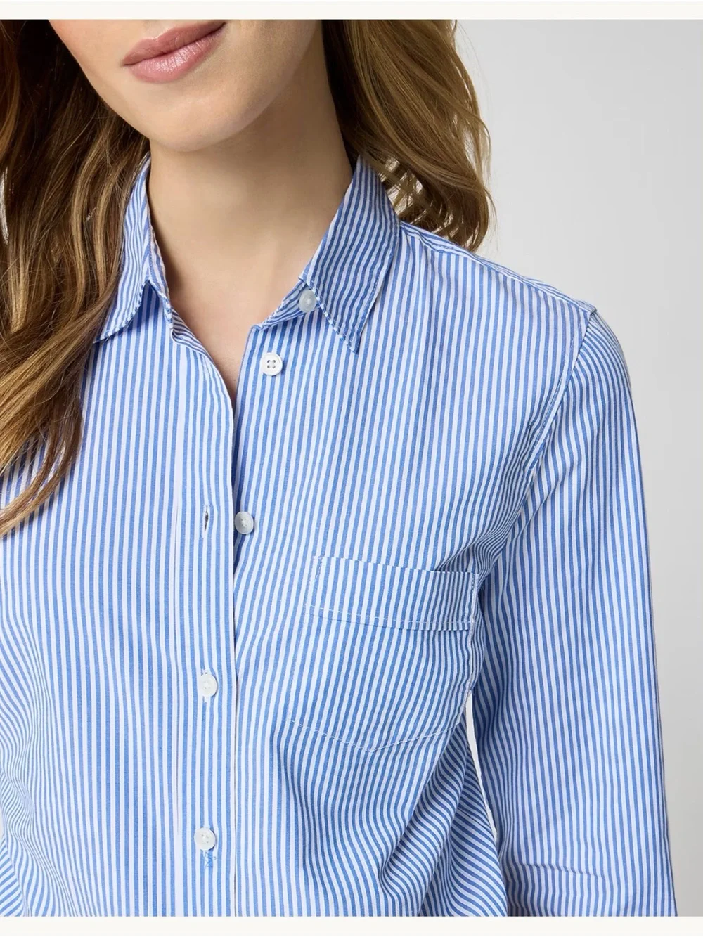 J. Crew Blue and White Narrow Stripe Button-Down Shirt size S